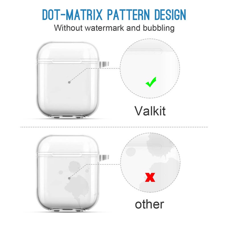 Valkit Compatible AirPod Case Cover, Clear Airpods Case with Keychain Soft TPU Protective Cover Shockproof Case for Girls Women Men Compatible with Apple AirPods Charging Case 2 & 1 - Transparent - Image 2